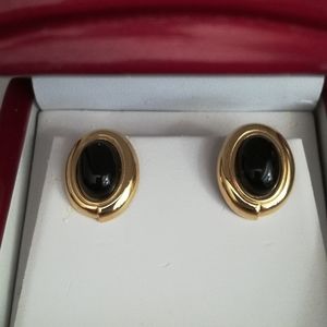 Vintage Monet Gold & Black Earrings